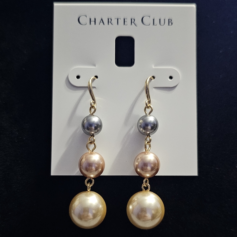 NWT Charter Club pearl drop earrings
